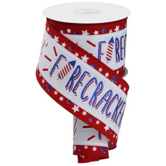 2.5" Lil Firecracker Patriotic Ribbon: White (10 Yards)