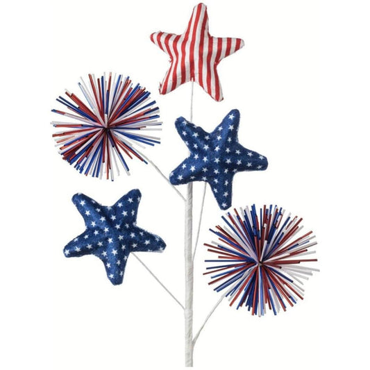 28" Patriotic Fabric Stars Starburst Spray
