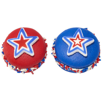 Patriotic Star Sugar Decorations 120 Count - Red White Blue Edible Cake Toppers