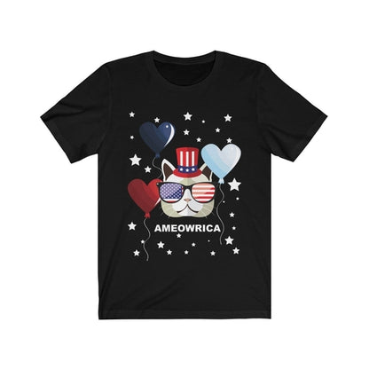Ameowrica Cat July 4th T-Shirt – Funny Patriotic Tee – USA Made