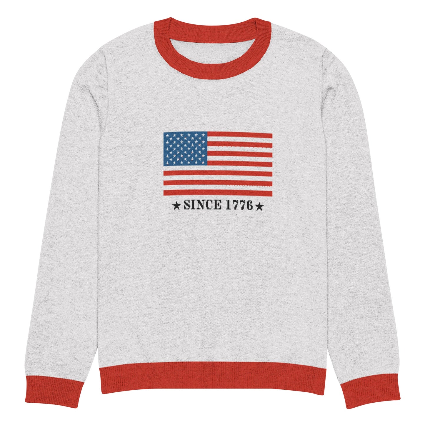 American Flag Since 1776 Knit Crew Neck Sweater | Shop250America