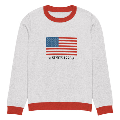 American Flag Since 1776 Knit Crew Neck Sweater | Shop250America