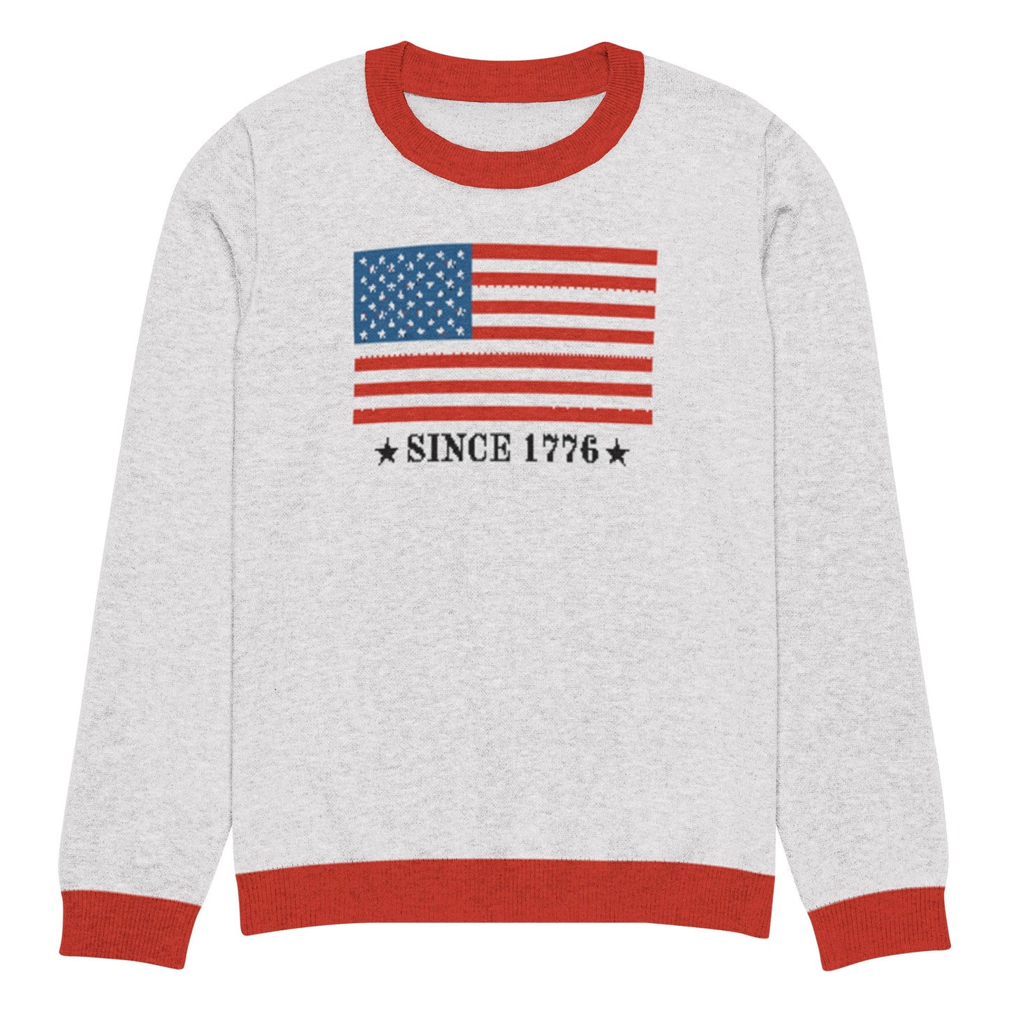 American Flag Since 1776 Knit Crew Neck Sweater | Shop250America