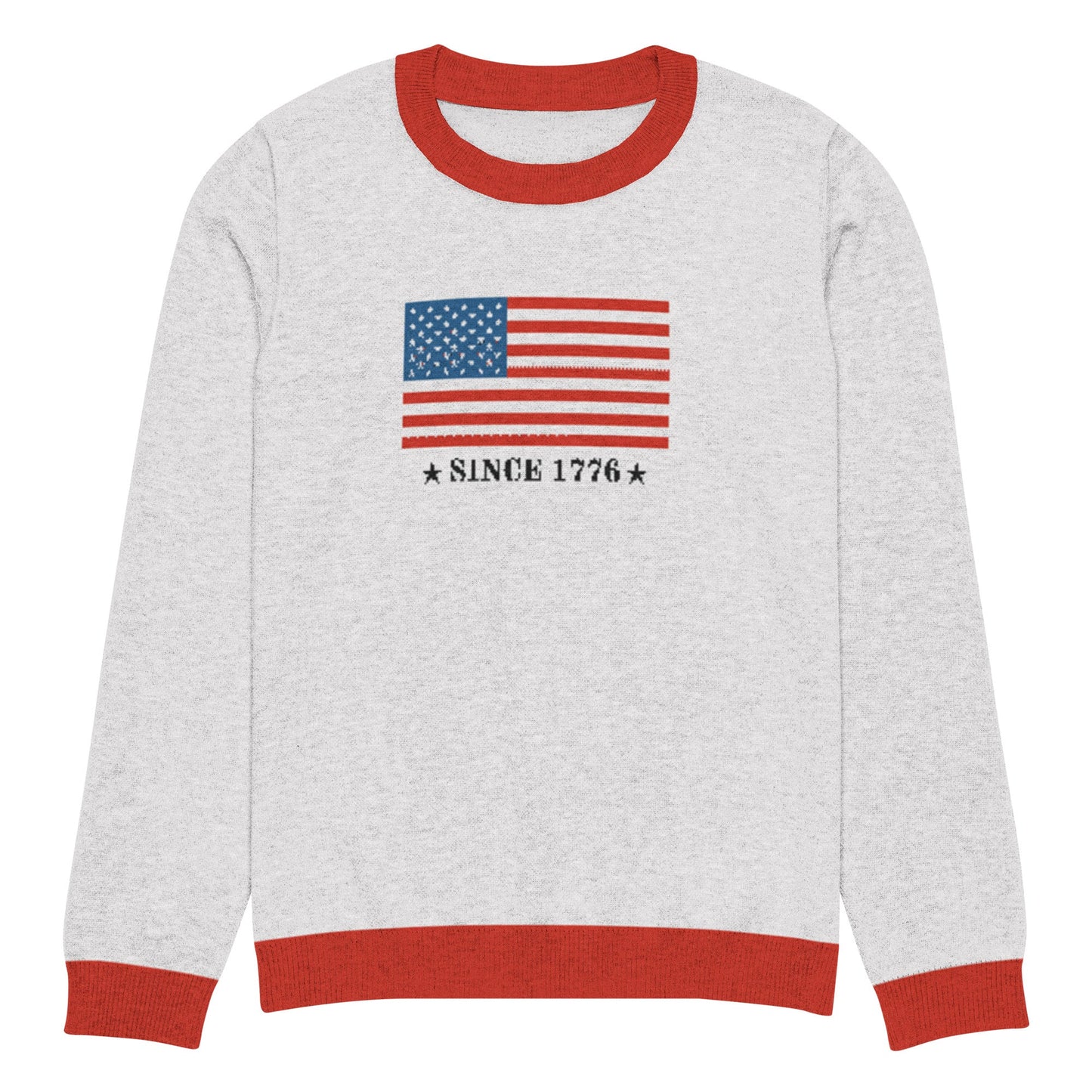 American Flag Since 1776 Knit Crew Neck Sweater | Shop250America