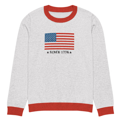 American Flag Since 1776 Knit Crew Neck Sweater | Shop250America