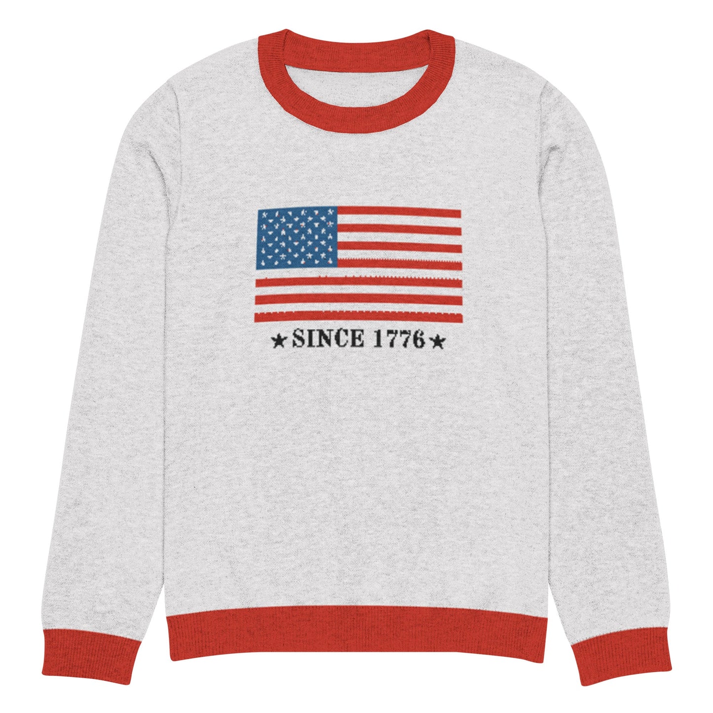 American Flag Since 1776 Knit Crew Neck Sweater | Shop250America