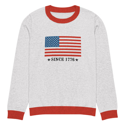 American Flag Since 1776 Knit Crew Neck Sweater | Shop250America