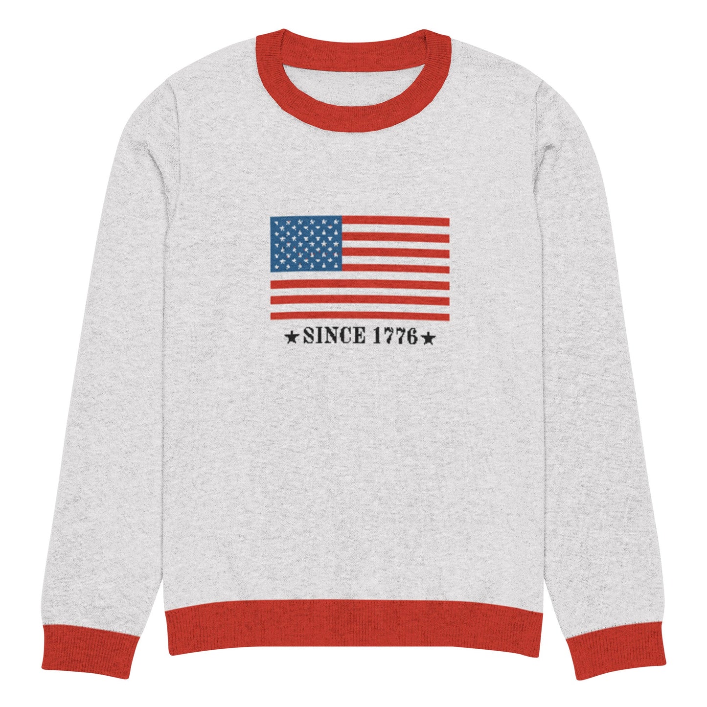 American Flag Since 1776 Knit Crew Neck Sweater | Shop250America