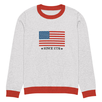 American Flag Since 1776 Knit Crew Neck Sweater | Shop250America