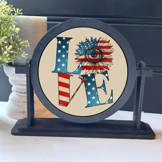 Patriotic Love Round Interchangeable Frame and Insert