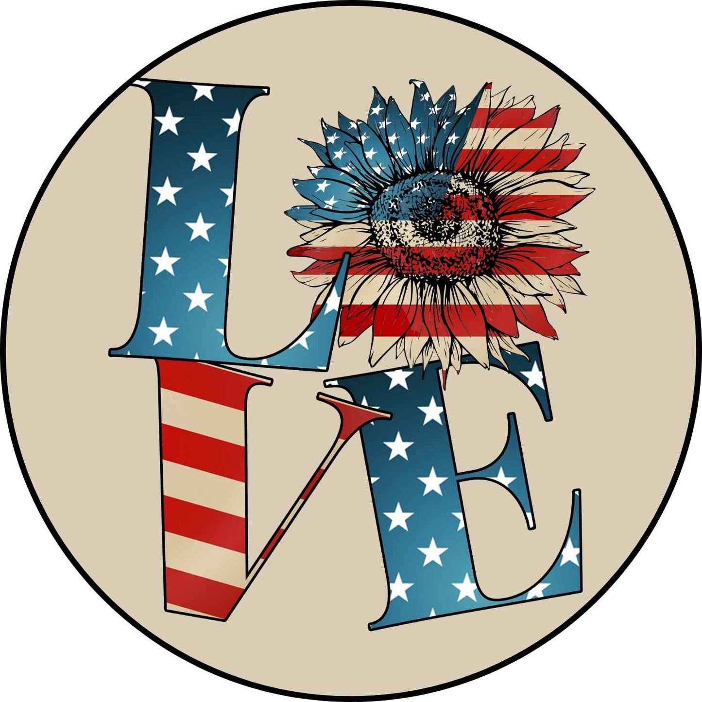 Patriotic Love Round Interchangeable Frame and Insert