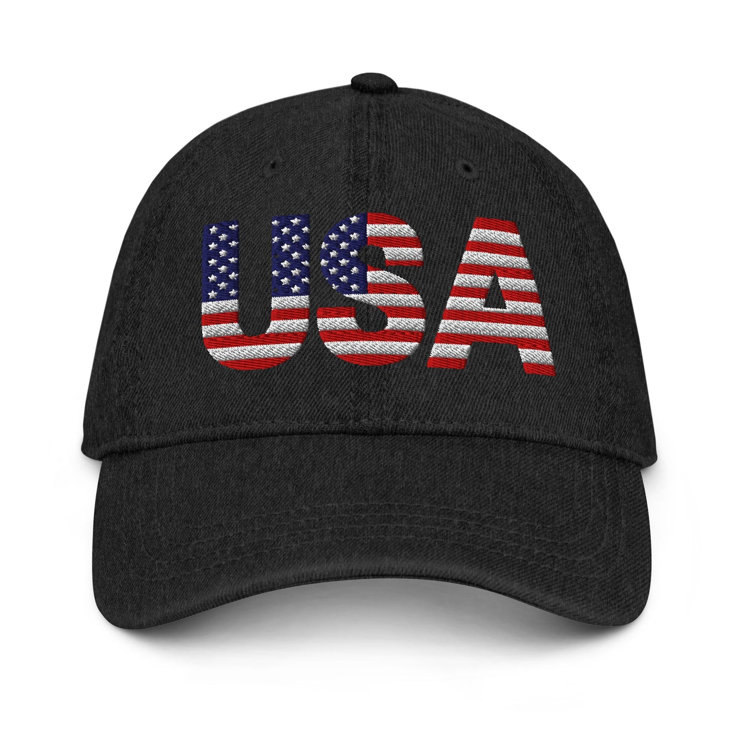 USA Patriotic Denim Hat | Embroidered Cotton Cap