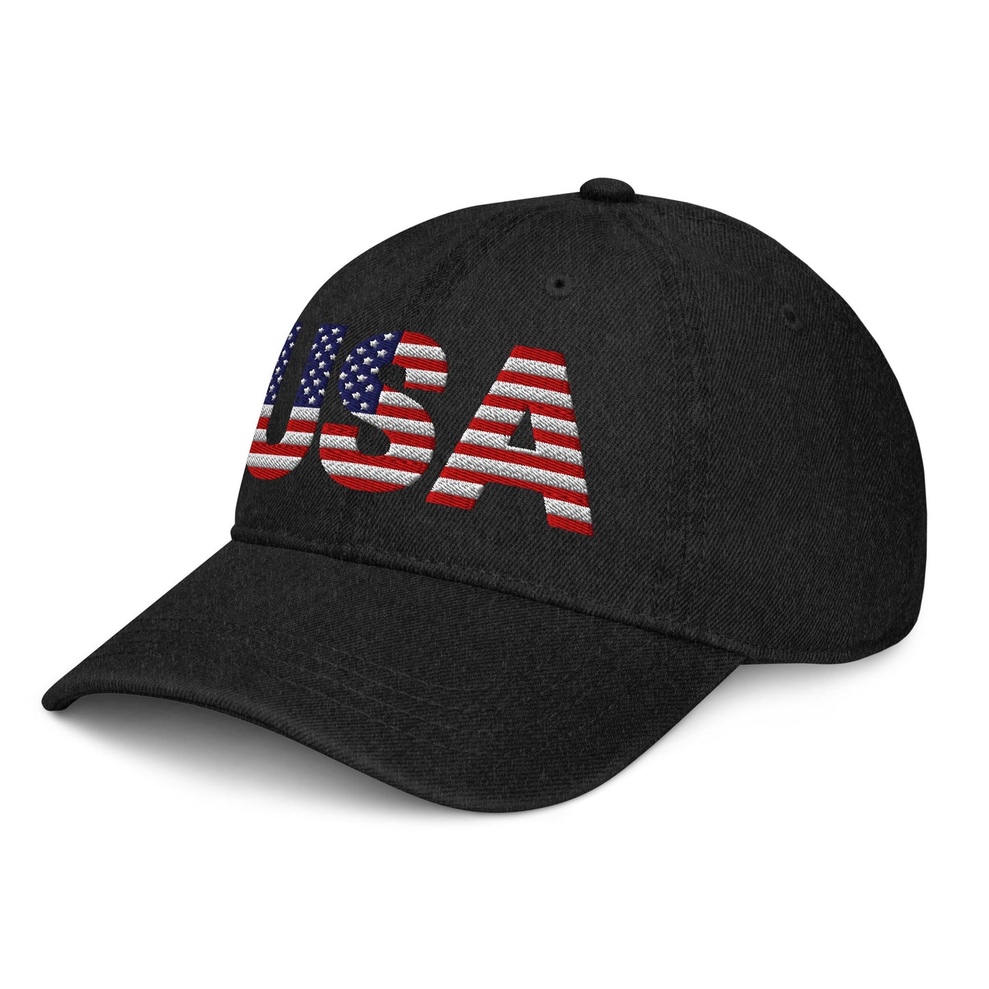 USA Patriotic Denim Hat | Embroidered Cotton Cap