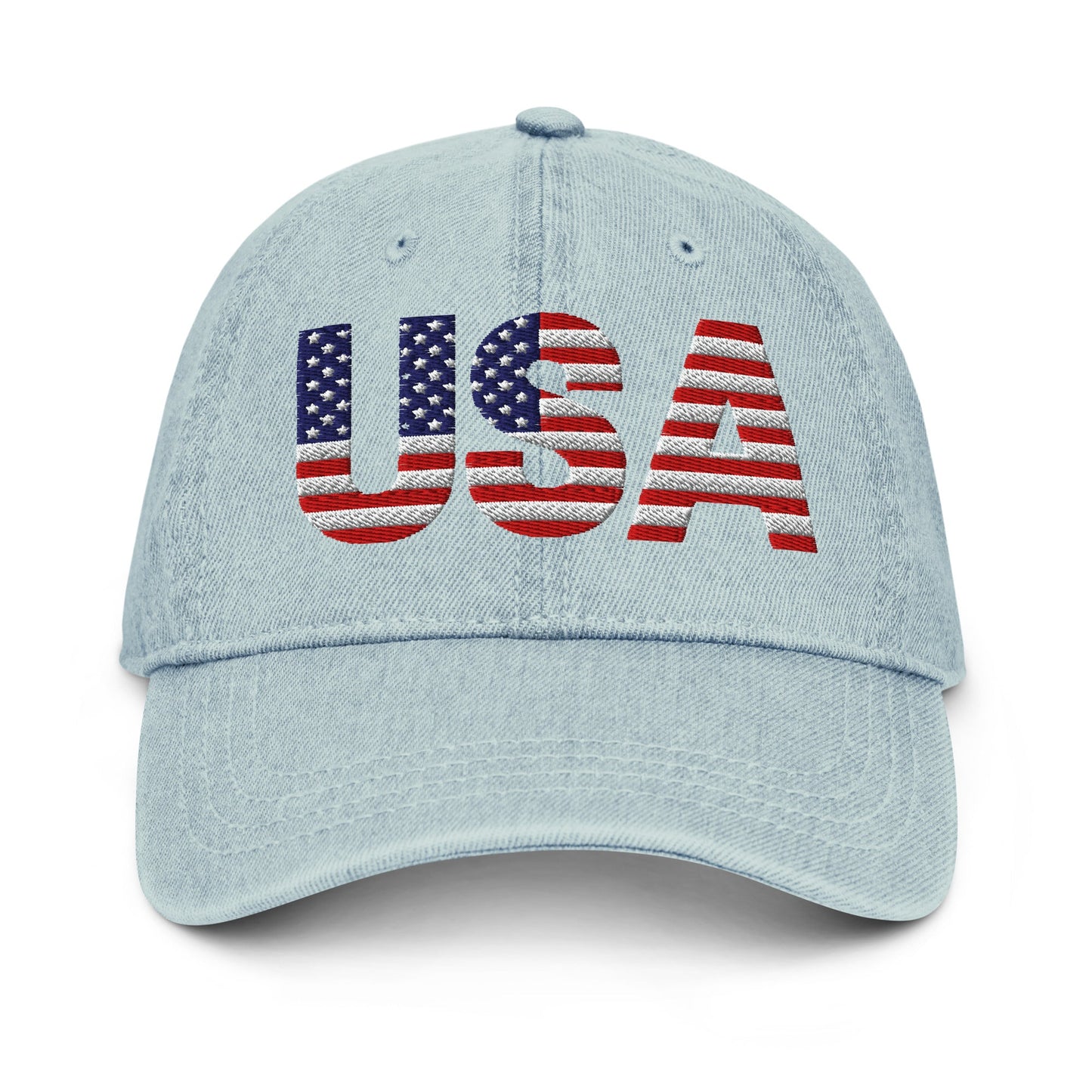 USA Patriotic Denim Hat | Embroidered Cotton Cap
