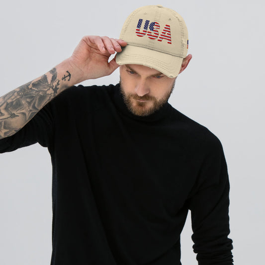 USA Distressed Dad Hat | Patriotic Baseball Cap