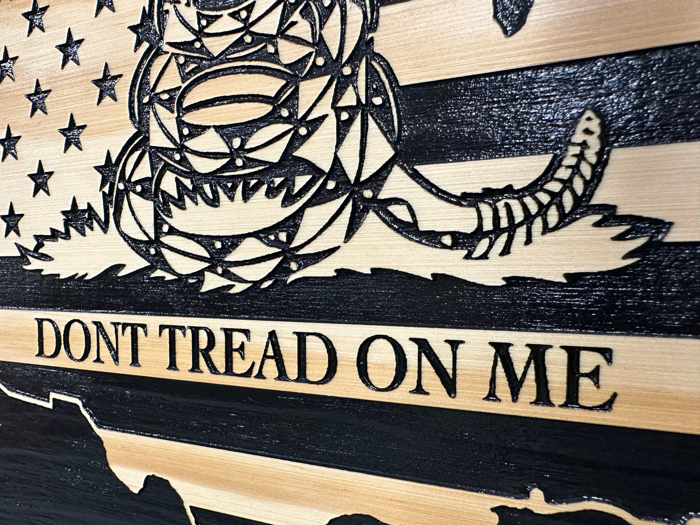 Don't Tread On Me Secure Decorative Wall-Mounted Gun Cabinet (Union)