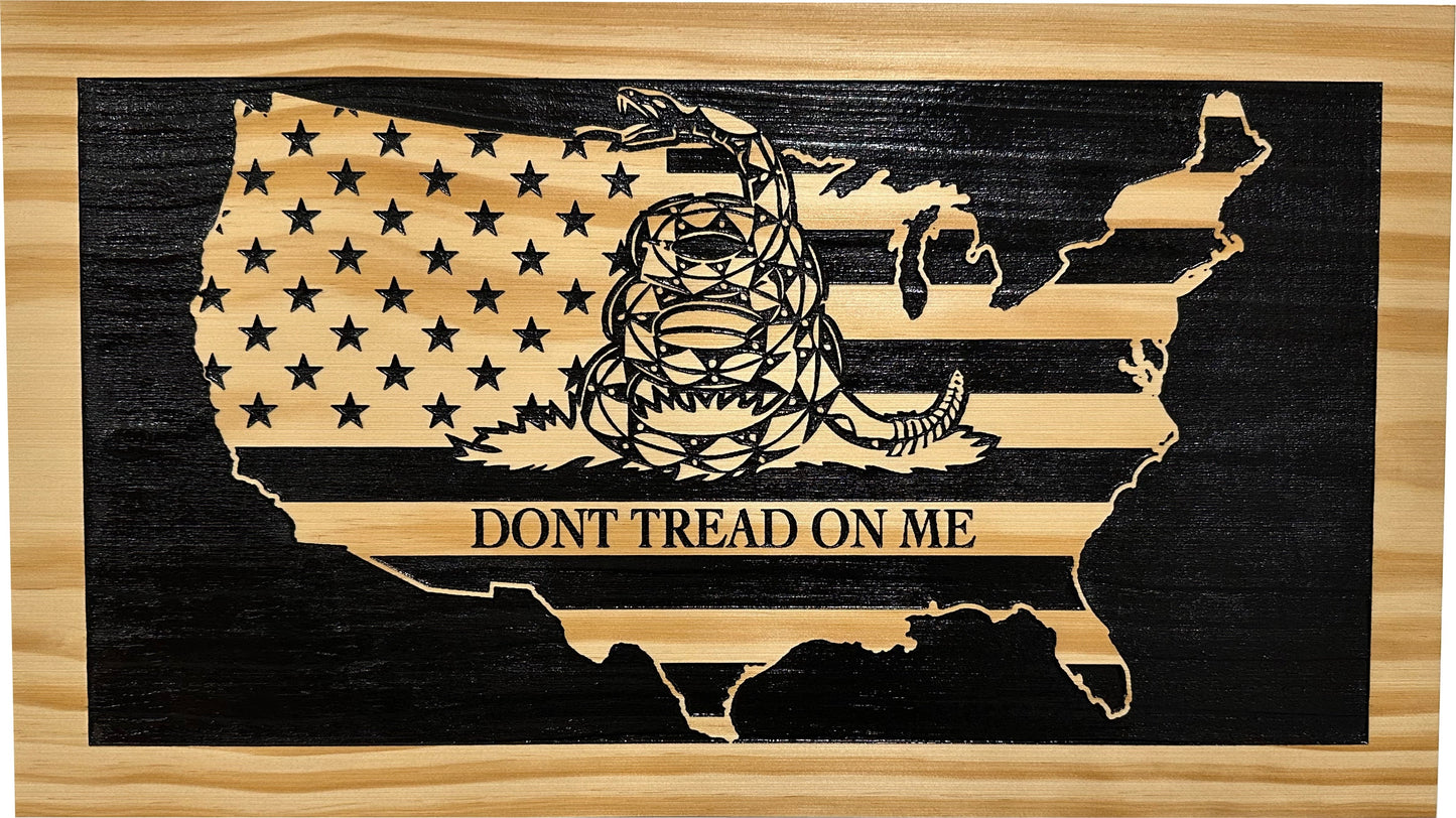 Don't Tread On Me Secure Decorative Wall-Mounted Gun Cabinet (Union)