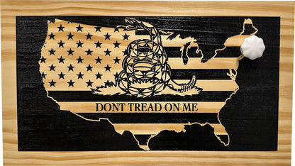 Don't Tread On Me Secure Decorative Wall-Mounted Gun Cabinet (Union)