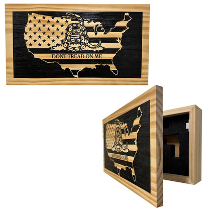 Don't Tread On Me Secure Decorative Wall-Mounted Gun Cabinet (Union)
