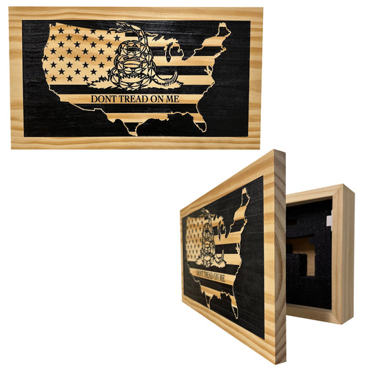 Don't Tread On Me Secure Decorative Wall-Mounted Gun Cabinet (Union)