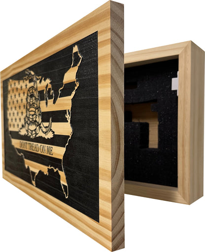 Don't Tread On Me Secure Decorative Wall-Mounted Gun Cabinet (Union)