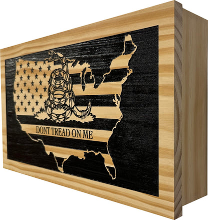 Don't Tread On Me Secure Decorative Wall-Mounted Gun Cabinet (Union)