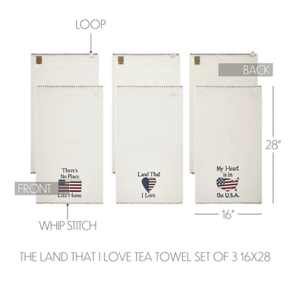 The Land That I Love Tea Towel Set of 3 16x28