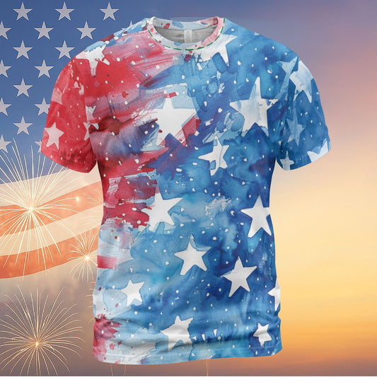 Retro American Flag T-Shirt | Independence Day Shirt | 4th of July All-Over Printed T-Shirt | Patriotic Independence Day AOP T-Shirt 682319