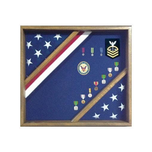 Flag Display Box, Wood Flag Red White and Blue Box