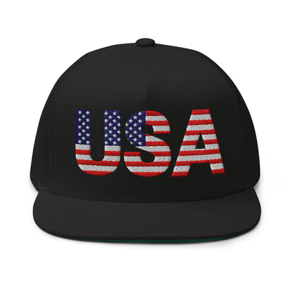 USA Flat Bill Cap | Embroidered Snapback Hat