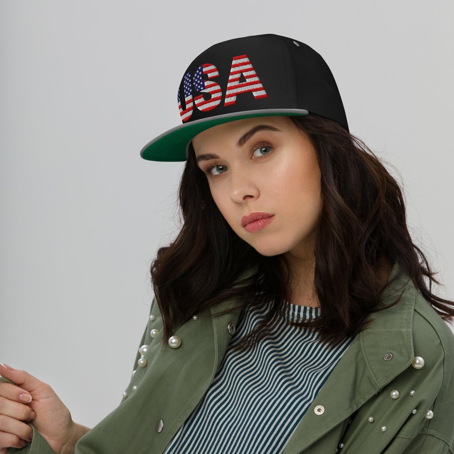 USA Flat Bill Cap | Embroidered Snapback Hat