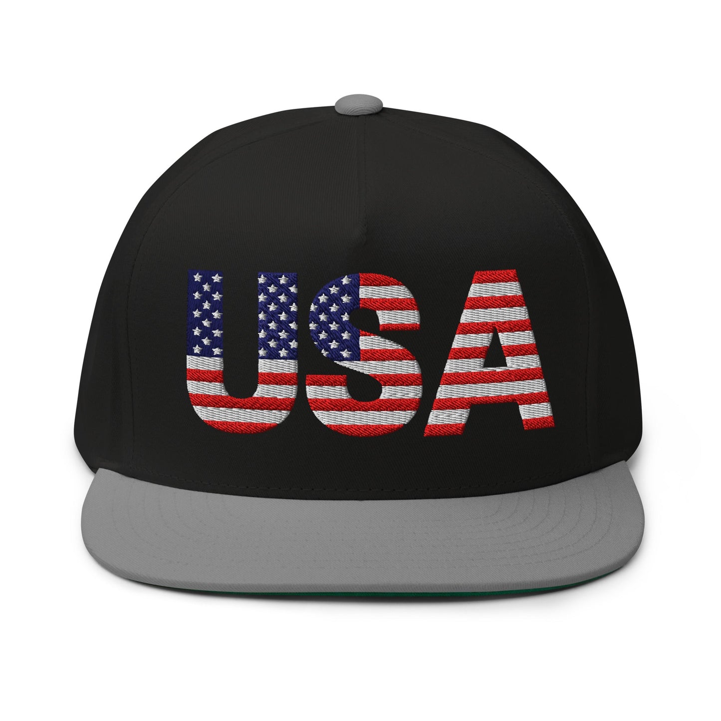 USA Flat Bill Cap | Embroidered Snapback Hat