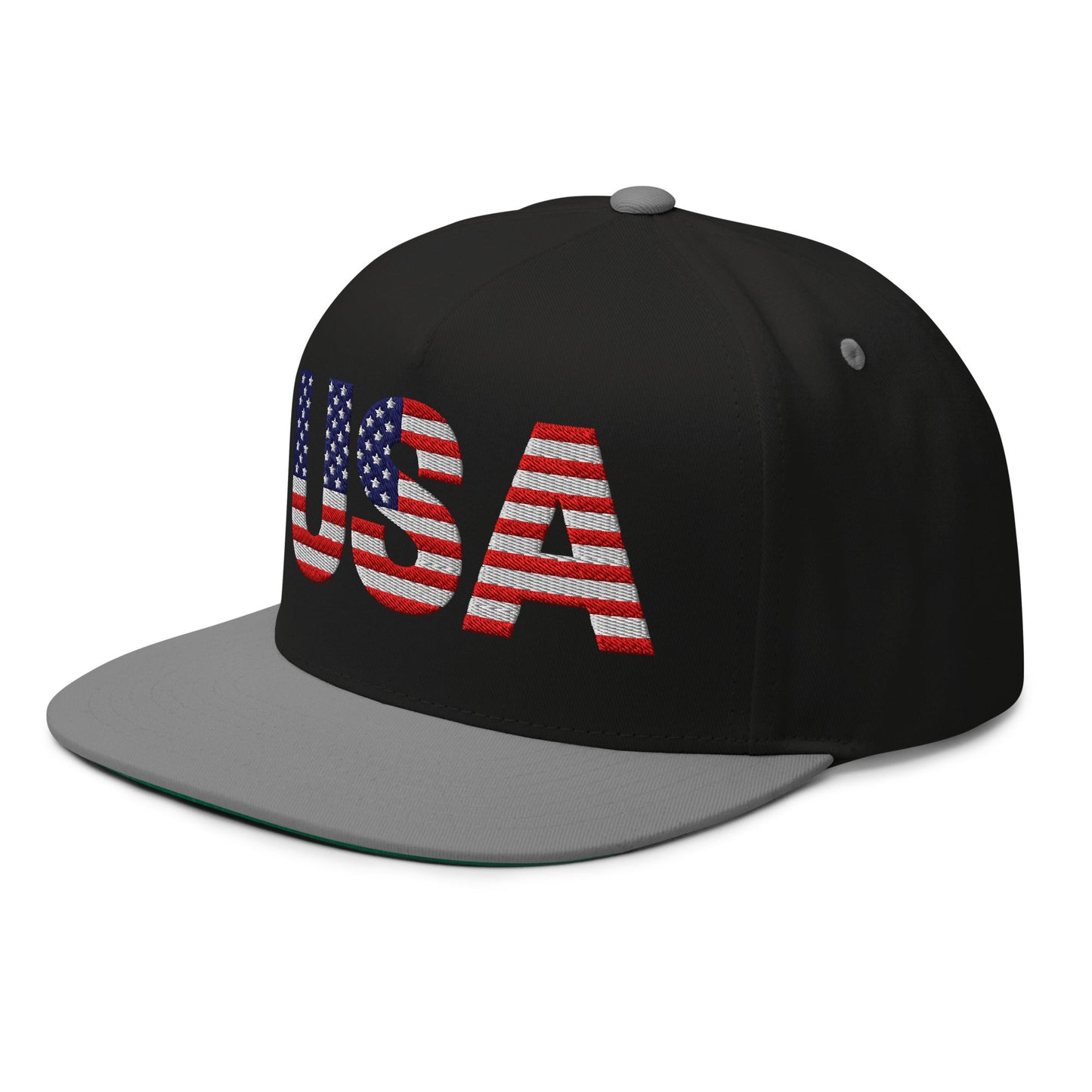 USA Flat Bill Cap | Embroidered Snapback Hat
