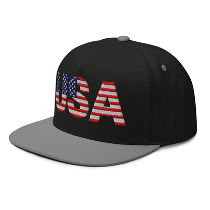USA Flat Bill Cap | Embroidered Snapback Hat
