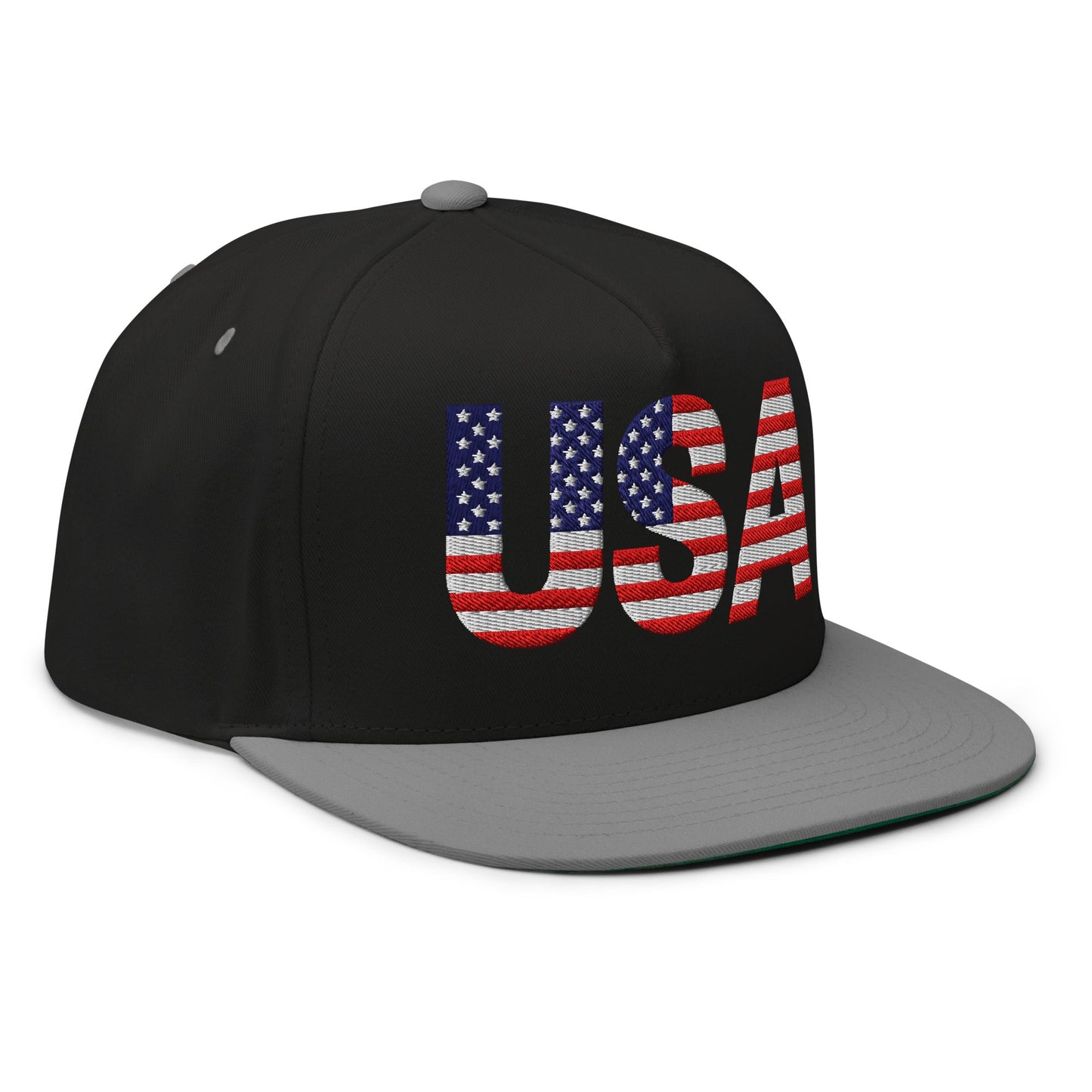 USA Flat Bill Cap | Embroidered Snapback Hat