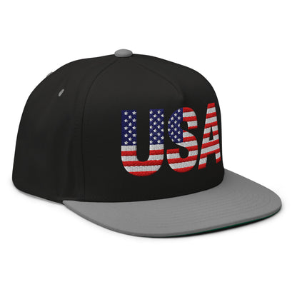 USA Flat Bill Cap | Embroidered Snapback Hat