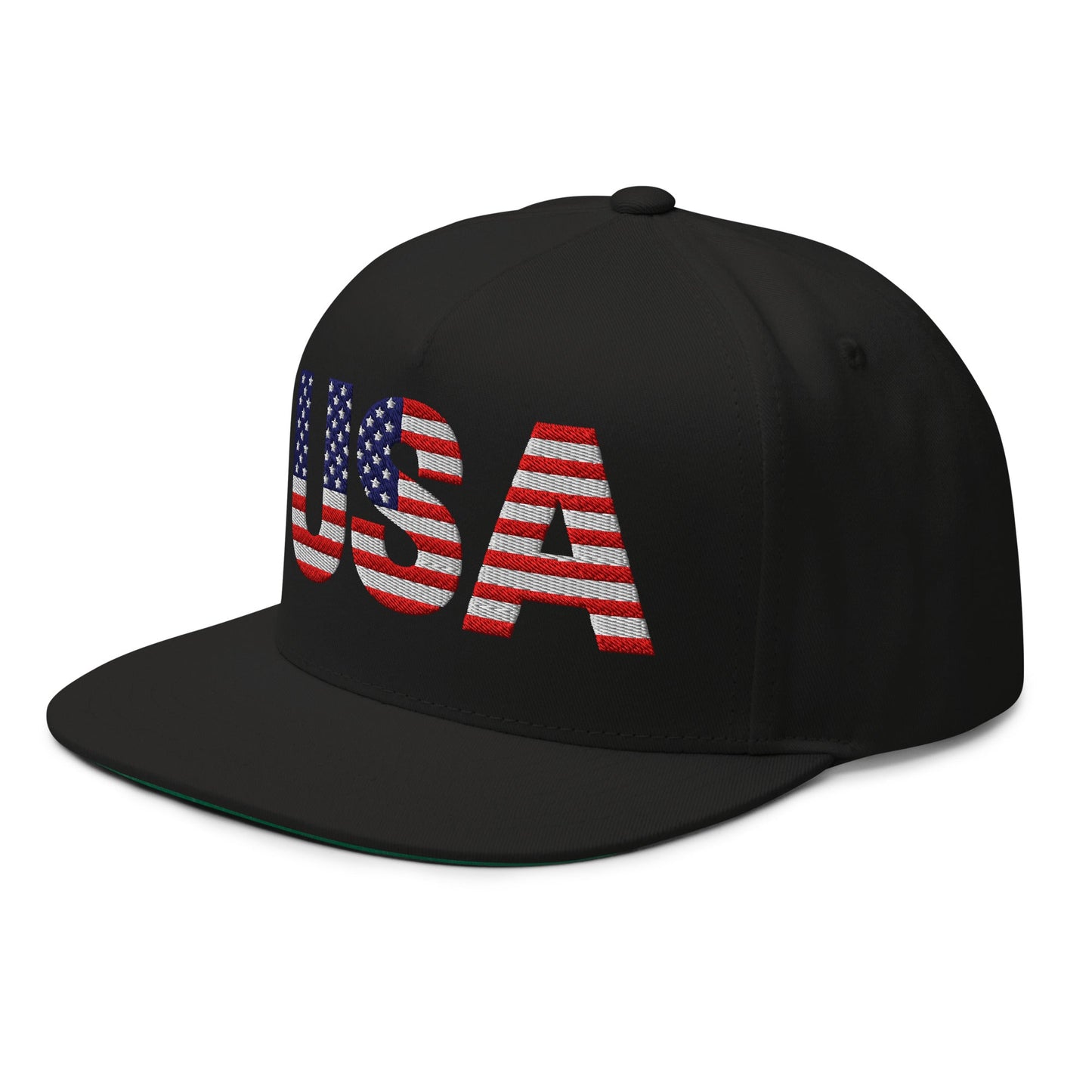 USA Flat Bill Cap | Embroidered Snapback Hat