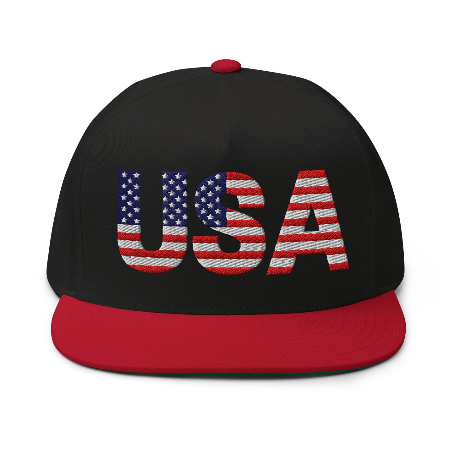 USA Flat Bill Cap | Embroidered Snapback Hat