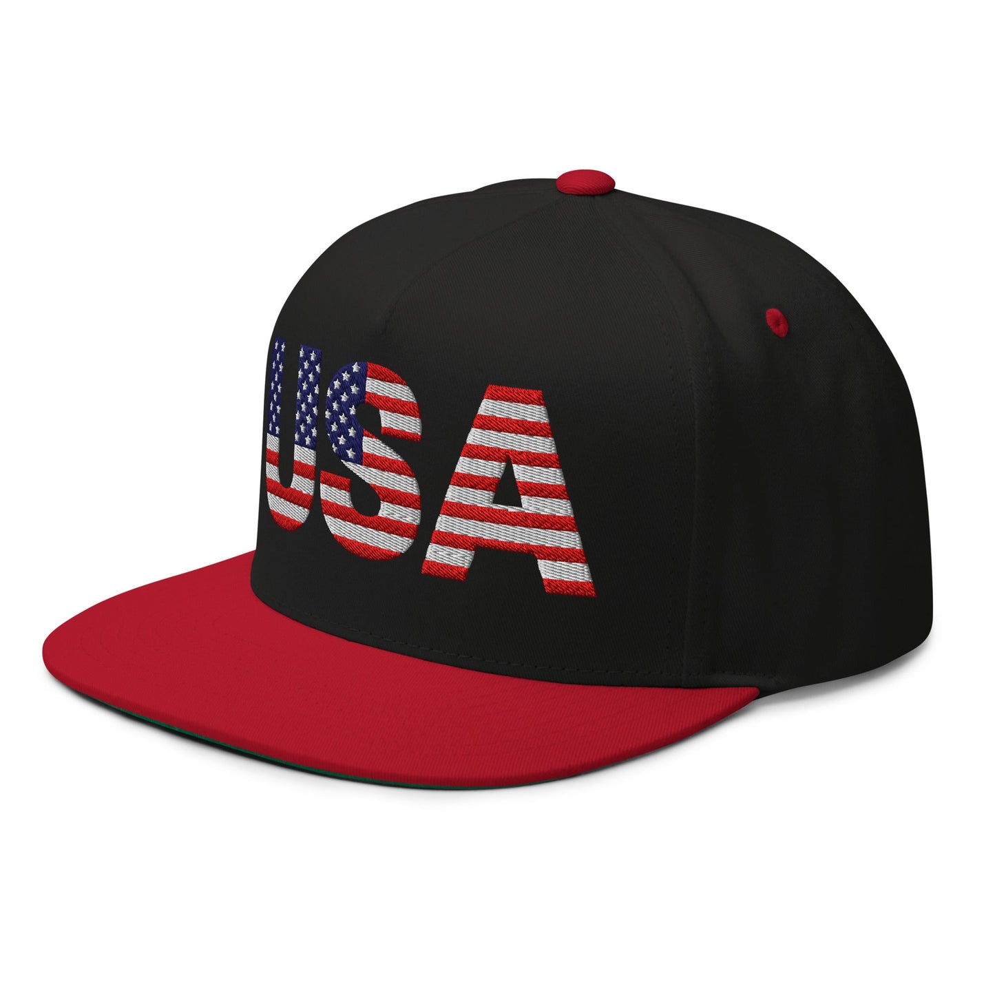 USA Flat Bill Cap | Embroidered Snapback Hat