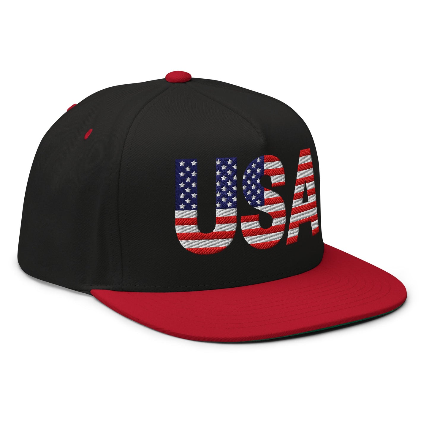 USA Flat Bill Cap | Embroidered Snapback Hat