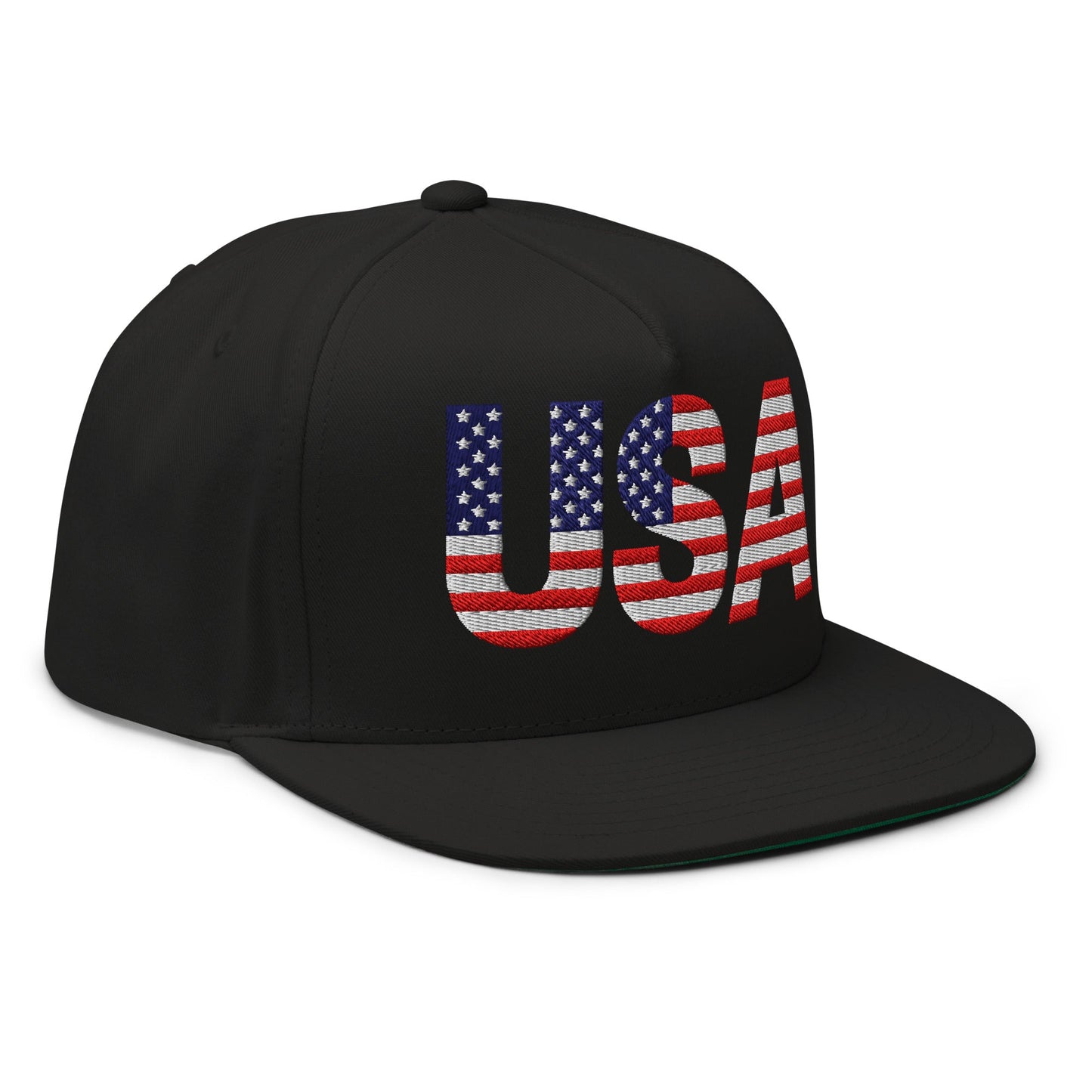 USA Flat Bill Cap | Embroidered Snapback Hat