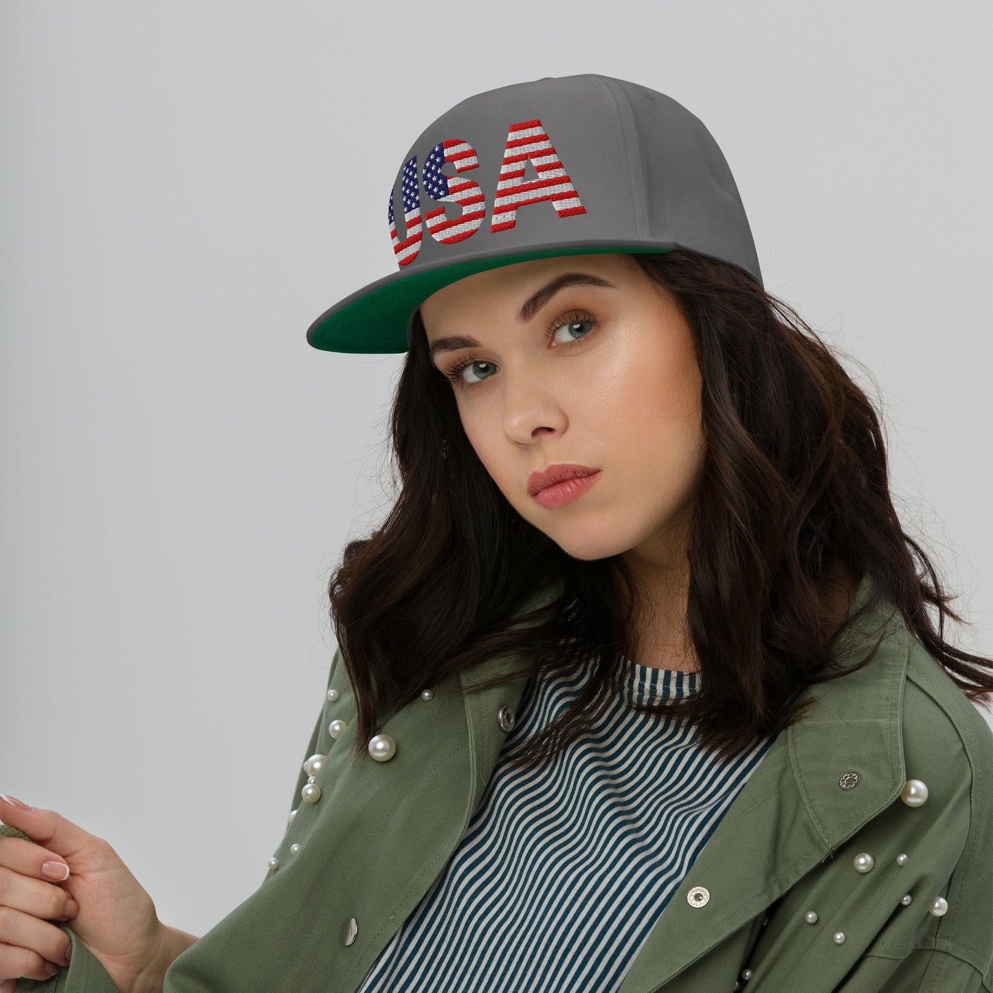 USA Flat Bill Cap | Embroidered Snapback Hat