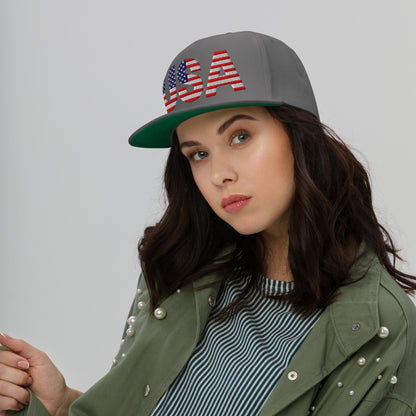 USA Flat Bill Cap | Embroidered Snapback Hat