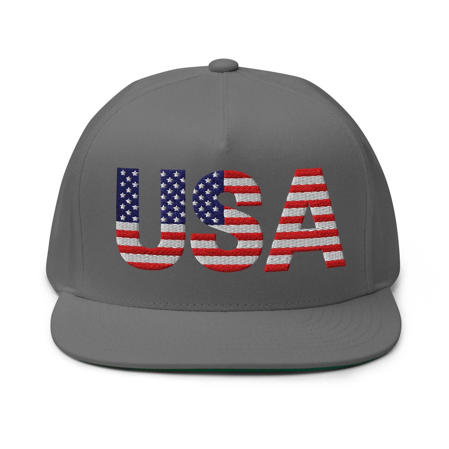 USA Flat Bill Cap | Embroidered Snapback Hat