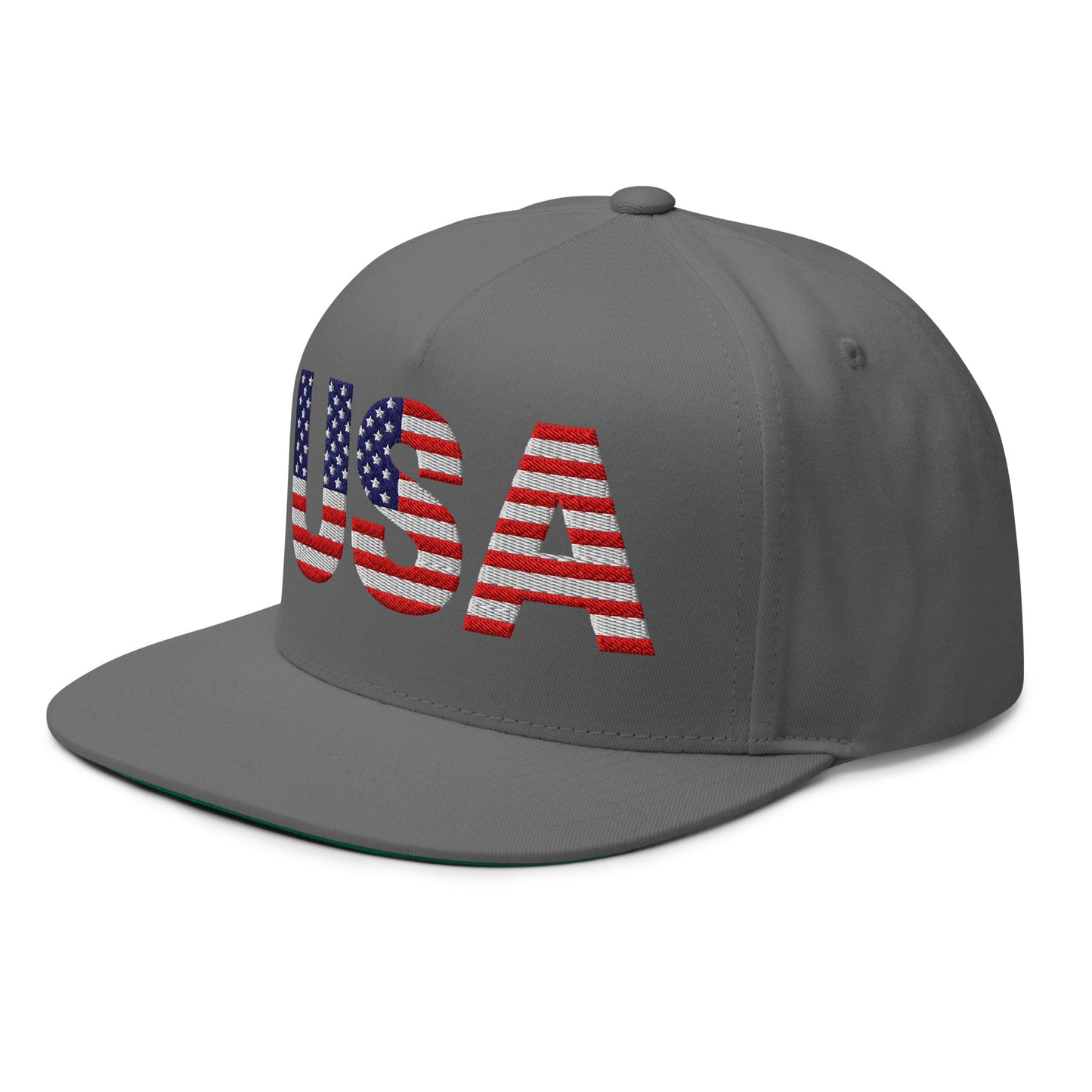 USA Flat Bill Cap | Embroidered Snapback Hat