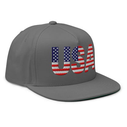 USA Flat Bill Cap | Embroidered Snapback Hat