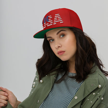 USA Flat Bill Cap | Embroidered Snapback Hat