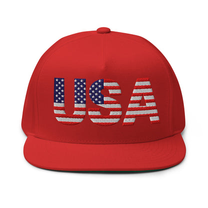 USA Flat Bill Cap | Embroidered Snapback Hat