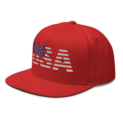 USA Flat Bill Cap | Embroidered Snapback Hat