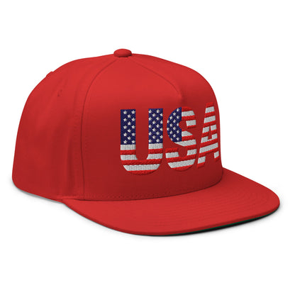 USA Flat Bill Cap | Embroidered Snapback Hat